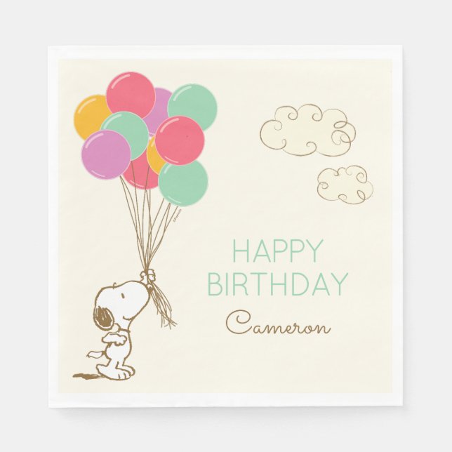 Snoopy and Balloons Birthday Napkin (Front)