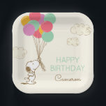 Snoopy and Balloons Birthday Paper Plate<br><div class="desc">Brighten your birthday celebration with Snoopy and Balloons Birthday Paper Plates! Featuring Snoopy holding colourful balloons in a fun and festive design, these plates are perfect for Peanuts-themed parties. Ideal for serving snacks, desserts, or meals, they bring a playful touch to your table setting while delighting guests of all ages....</div>
