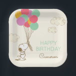 Snoopy and Balloons Birthday Paper Plate<br><div class="desc">Brighten your birthday celebration with Snoopy and Balloons Birthday Paper Plates! Featuring Snoopy holding colourful balloons in a fun and festive design, these plates are perfect for Peanuts-themed parties. Ideal for serving snacks, desserts, or meals, they bring a playful touch to your table setting while delighting guests of all ages....</div>