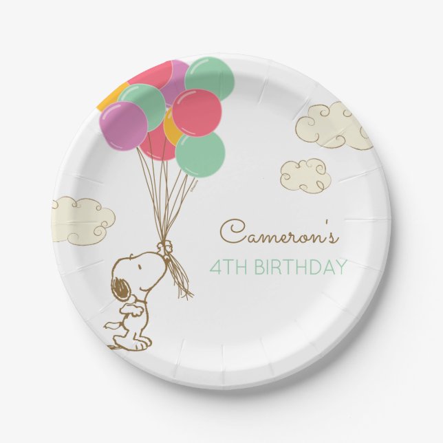 Snoopy and Balloons Birthday Paper Plate (Front)