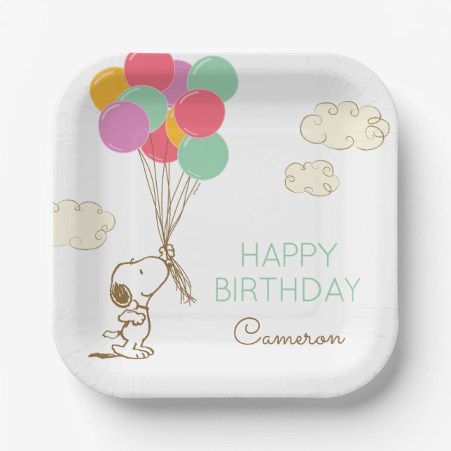Snoopy and Balloons Birthday Paper Plate (Front)