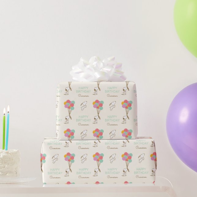 Snoopy and Balloons Birthday Wrapping Paper (Party Gifts)