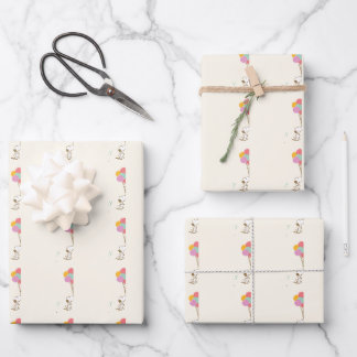 Snoopy and Balloons Birthday Wrapping Paper Sheet