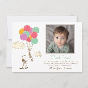 Snoopy and Balloons First Birthday Thank You Card