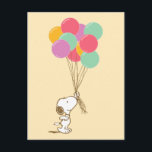 Snoopy and Balloons Postcard<br><div class="desc">Send cheerful greetings with this Peanuts postcard featuring Snoopy surrounded by colourful balloons. Perfect for birthdays,  celebrations,  or just sharing a smile,  this postcard captures Snoopy's joyful spirit and playful charm,  making it a delightful choice for any occasion.</div>
