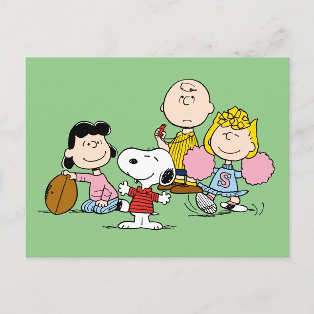 Snoopy and the Gang Play Football Postcard (Front)