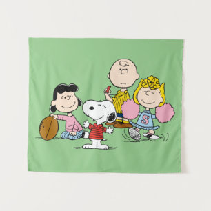 Snoopy and the Gang Play Football Tapestry