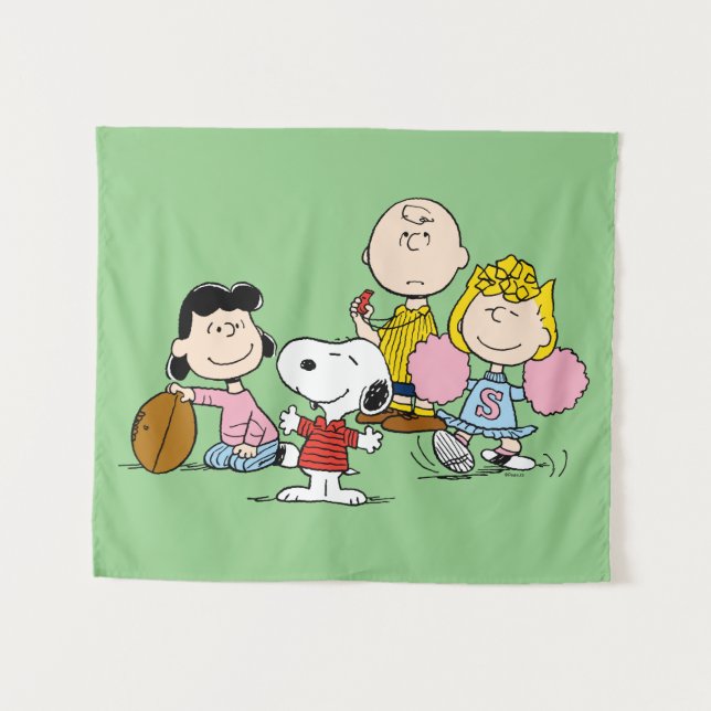 Snoopy and the Gang Play Football Tapestry (Front (Horizontal))