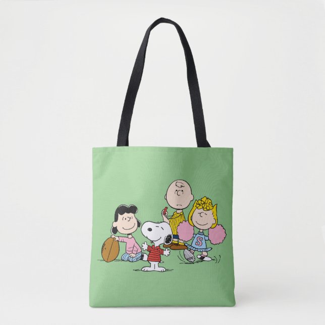 Snoopy and the Gang Play Football Tote Bag (Front)