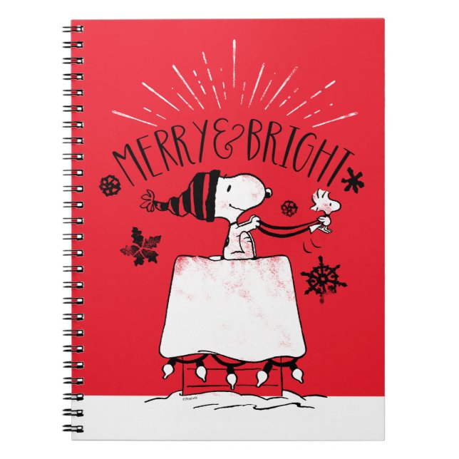 Snoopy and Woodstock - Merry & Bright Notebook (Front)