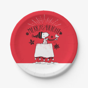 Snoopy and Woodstock - Merry & Bright Paper Plate