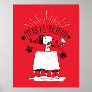 Snoopy and Woodstock - Merry & Bright Poster