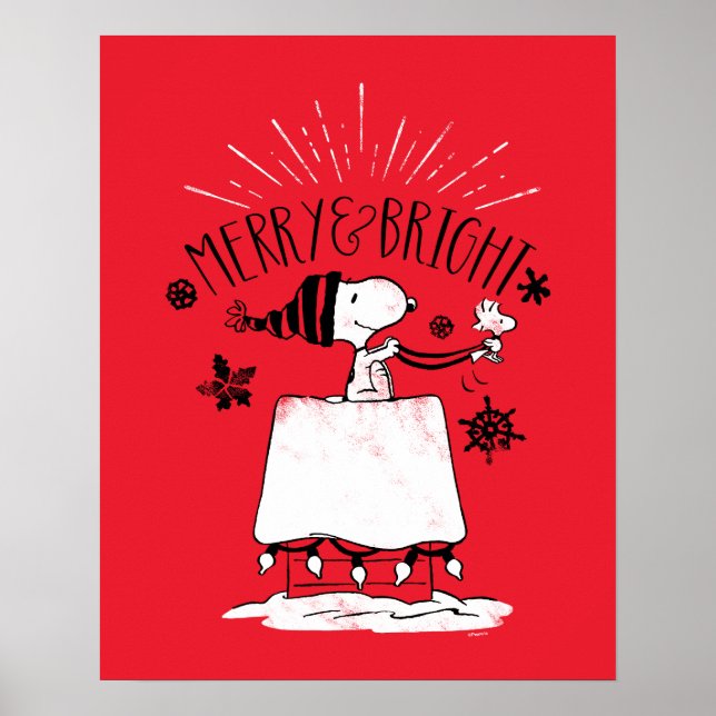Snoopy and Woodstock - Merry & Bright Poster (Front)