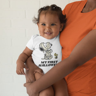 Snoopy and Woodstock Mummies   My First Halloween Baby Bodysuit