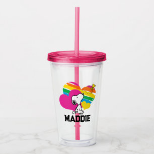Snoopy and Woodstock Rainbow Hearts Acrylic Tumbler
