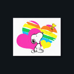 Snoopy and Woodstock | Rainbow Hearts Canvas Print<br><div class="desc">Snoopy is the loveable pet beagle of Charlie Brown in the comic strip Peanuts by Charles M. Schulz. Check out this rainbow heart Peanuts design featuring this Snoopy and Woodstock.</div>