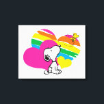 Snoopy and Woodstock | Rainbow Hearts Canvas Print<br><div class="desc">Snoopy is the loveable pet beagle of Charlie Brown in the comic strip Peanuts by Charles M. Schulz. Check out this rainbow heart Peanuts design featuring this Snoopy and Woodstock.</div>