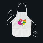 Snoopy and Woodstock | Rainbow Hearts Kids Apron<br><div class="desc">Snoopy is the loveable pet beagle of Charlie Brown in the comic strip Peanuts by Charles M. Schulz. Check out this rainbow heart Peanuts design featuring this Snoopy and Woodstock.</div>