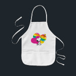 Snoopy and Woodstock | Rainbow Hearts Kids Apron<br><div class="desc">Snoopy is the loveable pet beagle of Charlie Brown in the comic strip Peanuts by Charles M. Schulz. Check out this rainbow heart Peanuts design featuring this Snoopy and Woodstock.</div>