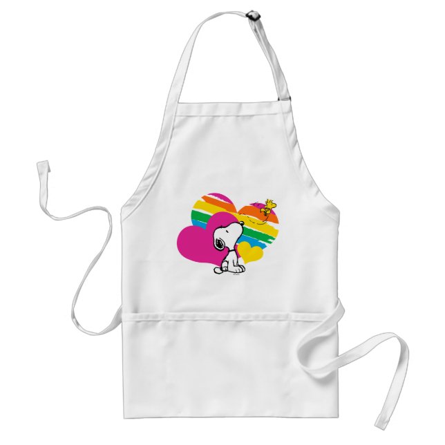 Snoopy and Woodstock | Rainbow Hearts Standard Apron (Front)