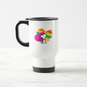 Snoopy and Woodstock Rainbow Hearts Travel Mug