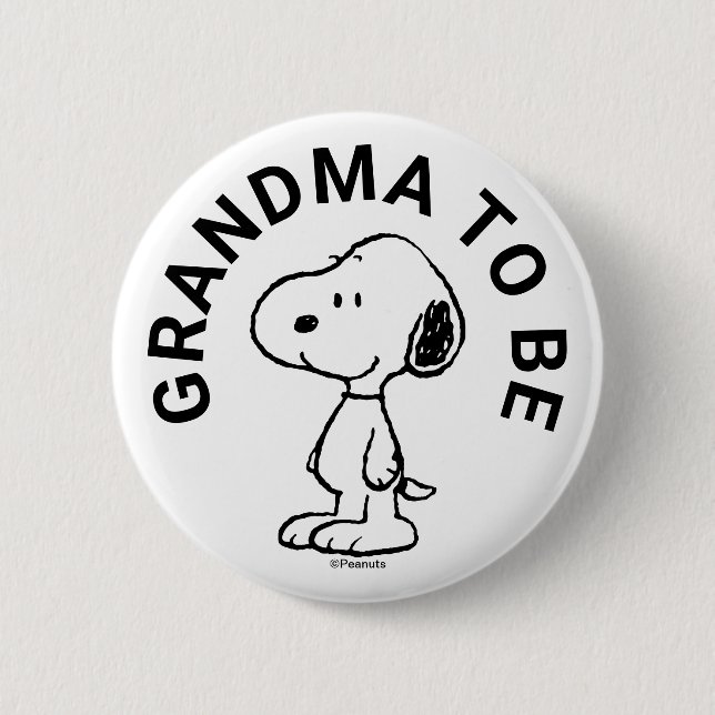 Snoopy Baby Shower Grandma To Be 6 Cm Round Badge (Front)