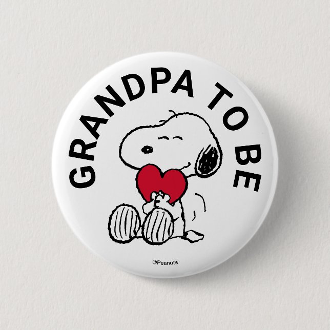 Snoopy Baby Shower Grandpa To Be 6 Cm Round Badge (Front)