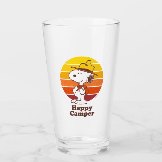 Snoopy | Beagle Scout - Happy Camper Glass (Front)