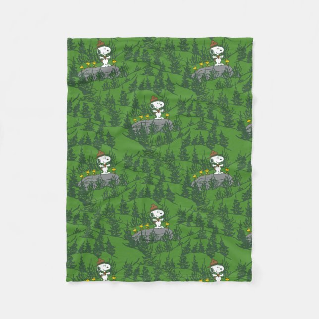 Snoopy Beagle Scout Hiking Pattern Fleece Blanket (Front)