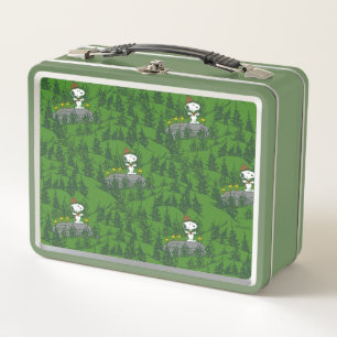 Snoopy Beagle Scout Hiking Pattern Metal Lunch Box