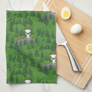 Snoopy Beagle Scout Hiking Pattern Tea Towel