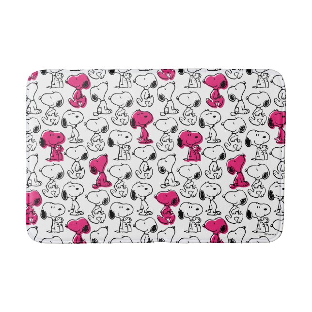 Snoopy Black & Magenta Pattern Bath Mat (Front)