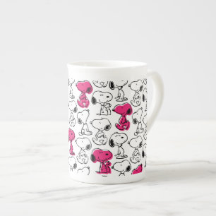 Snoopy Black & Magenta Pattern Bone China Mug