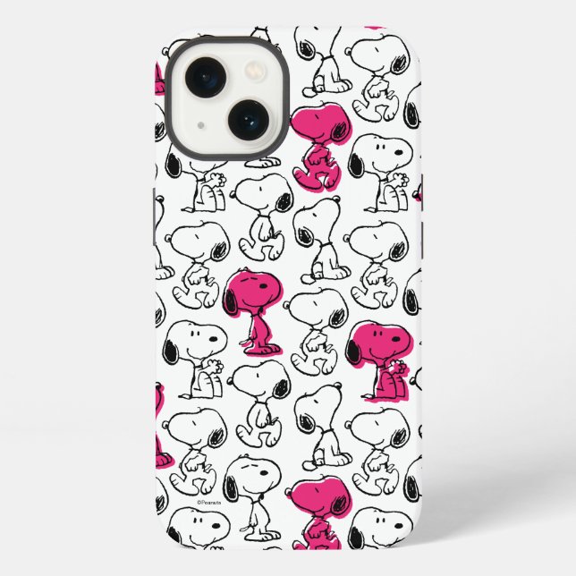 Snoopy Black & Magenta Pattern iPhone Case (Back)