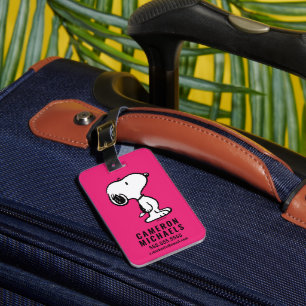 Snoopy Black & Magenta Pattern Luggage Tag