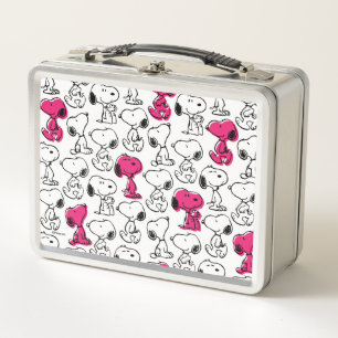 Snoopy Black & Magenta Pattern Metal Lunch Box