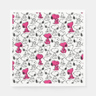Snoopy Black & Magenta Pattern Napkin