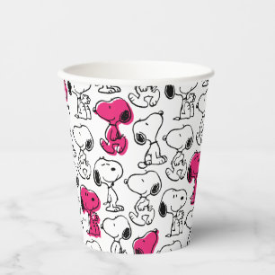 Snoopy Black & Magenta Pattern Paper Cups