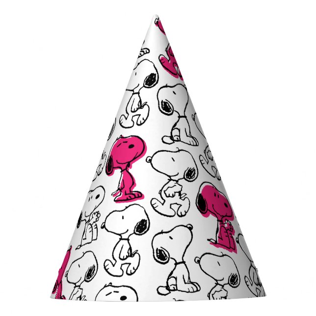 Snoopy Black & Magenta Pattern Party Hat (Front)