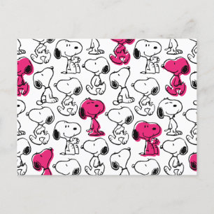 Snoopy Black & Magenta Pattern Postcard