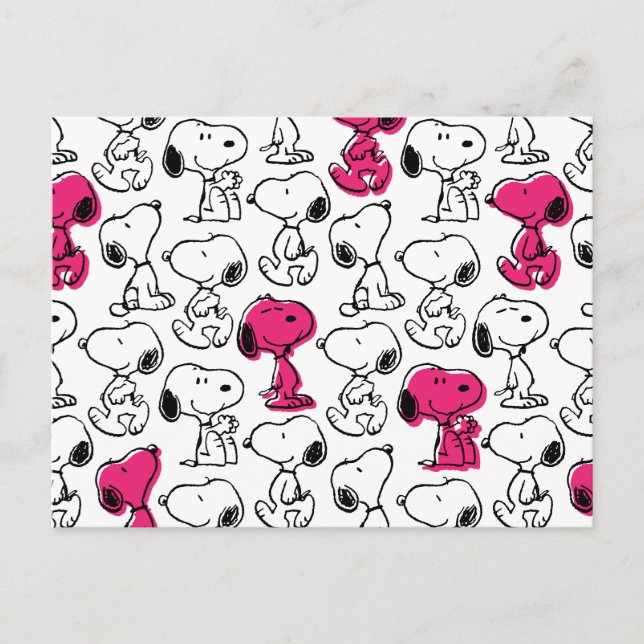 Snoopy Black & Magenta Pattern Postcard (Front)