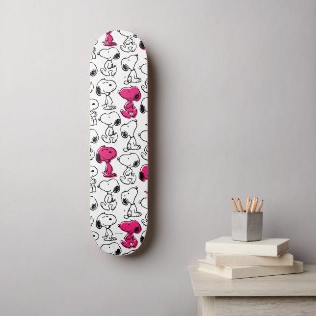 Snoopy Black & Magenta Pattern Skateboard (Wall Art)