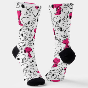 Snoopy Black & Magenta Pattern Socks
