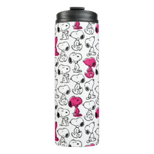 Snoopy Black & Magenta Pattern Thermal Tumbler