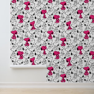 Snoopy Black & Magenta Pattern Wallpaper