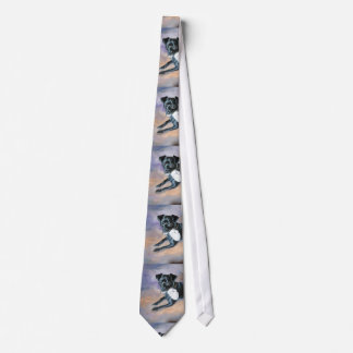 Snoopy Black Rat Terrier Mix Dog Portrait Tie
