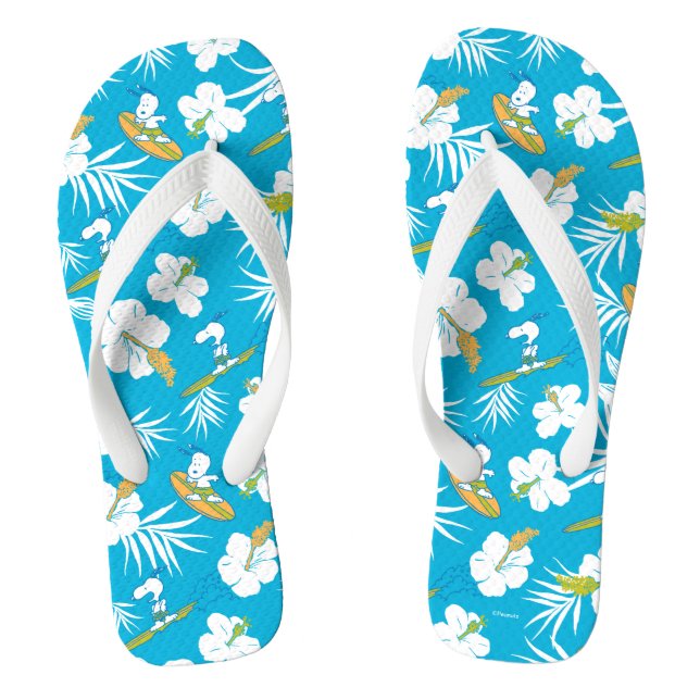 Snoopy Brooklyn Beach Pattern Flip Flops (Footbed)