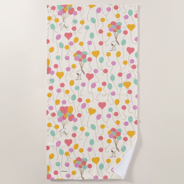 Snoopy Bunches of Balloons Pattern Beach Towel (Front)