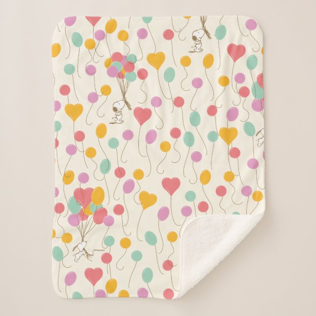 Snoopy Bunches of Balloons Pattern Sherpa Blanket (Front)