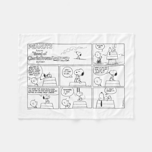 Snoopy & Charlie Brown | English Muffin Fleece Blanket (Front (Horizontal))